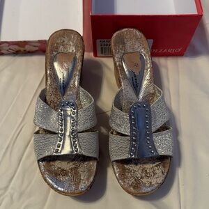 Dezario Silver Wedge Sandal